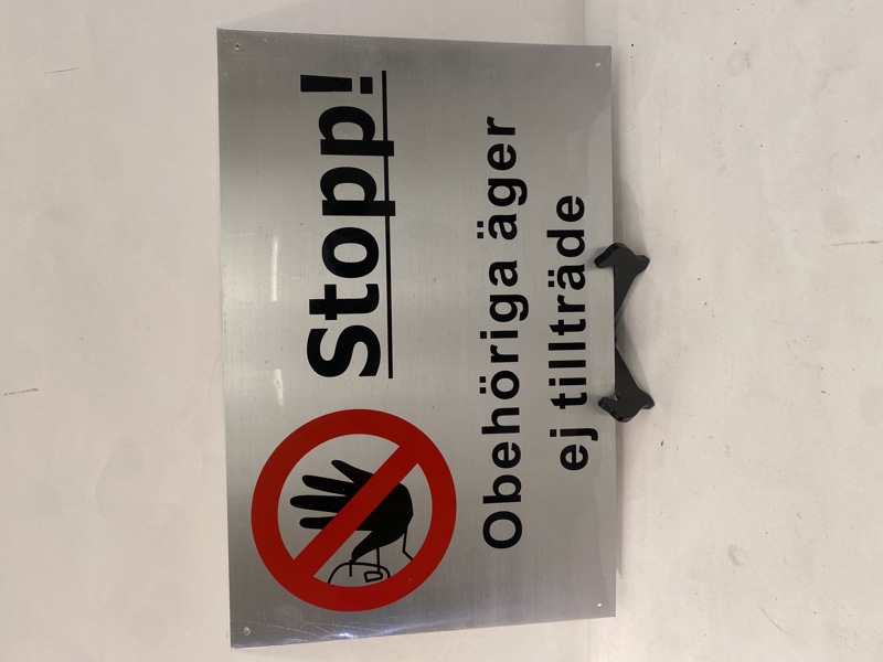Stoppskylt i Aluminium 50x33cm